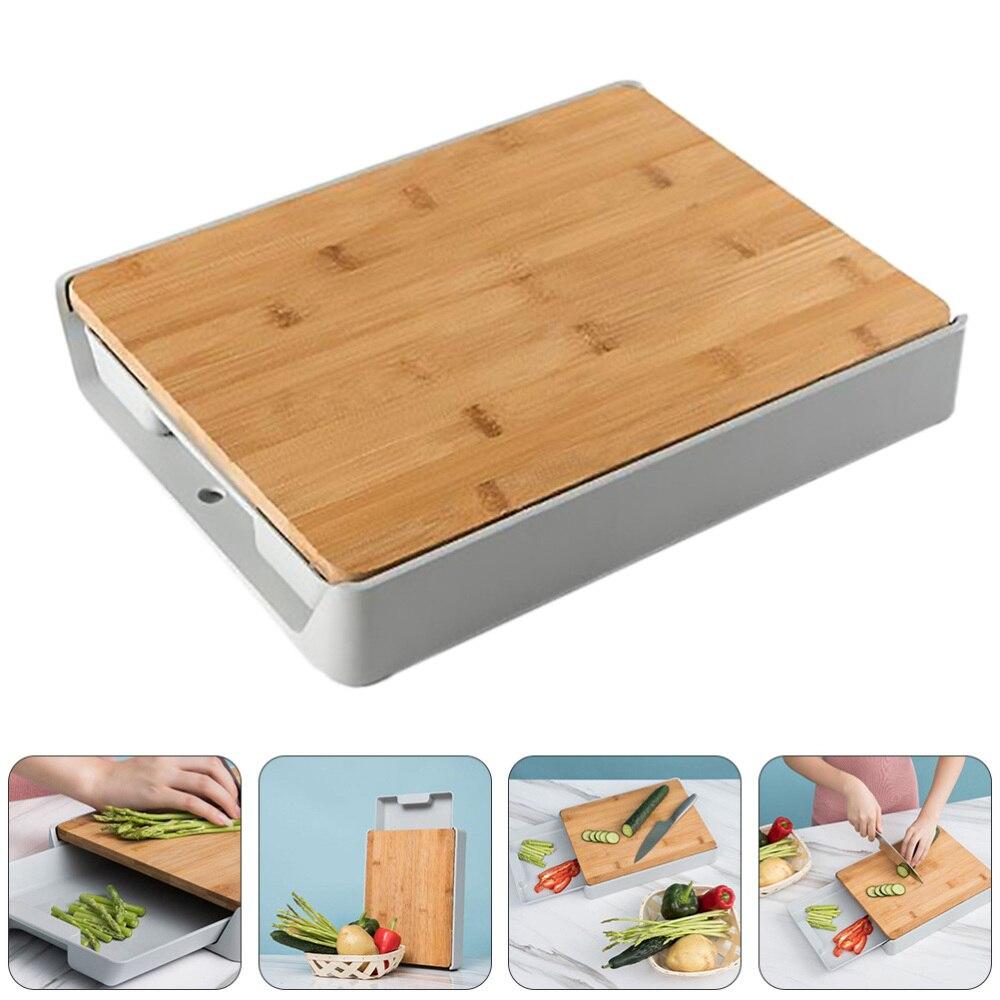 Wood Cutting Board with Container