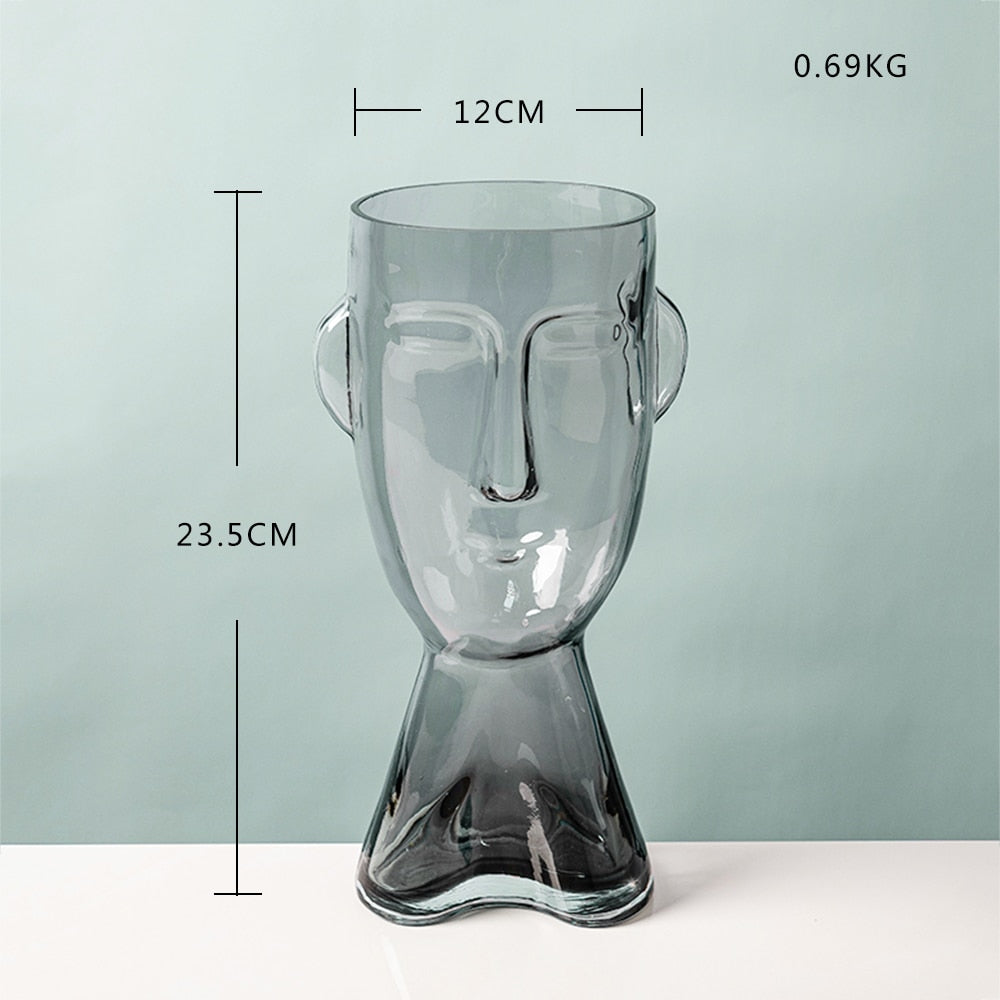 Abstract Human Face Glass Flowerpot