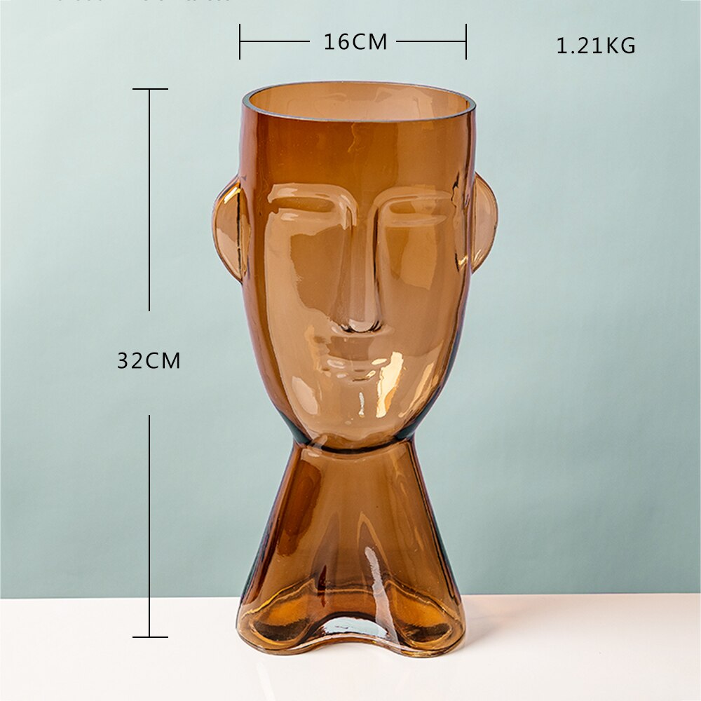 Abstract Human Face Glass Flowerpot