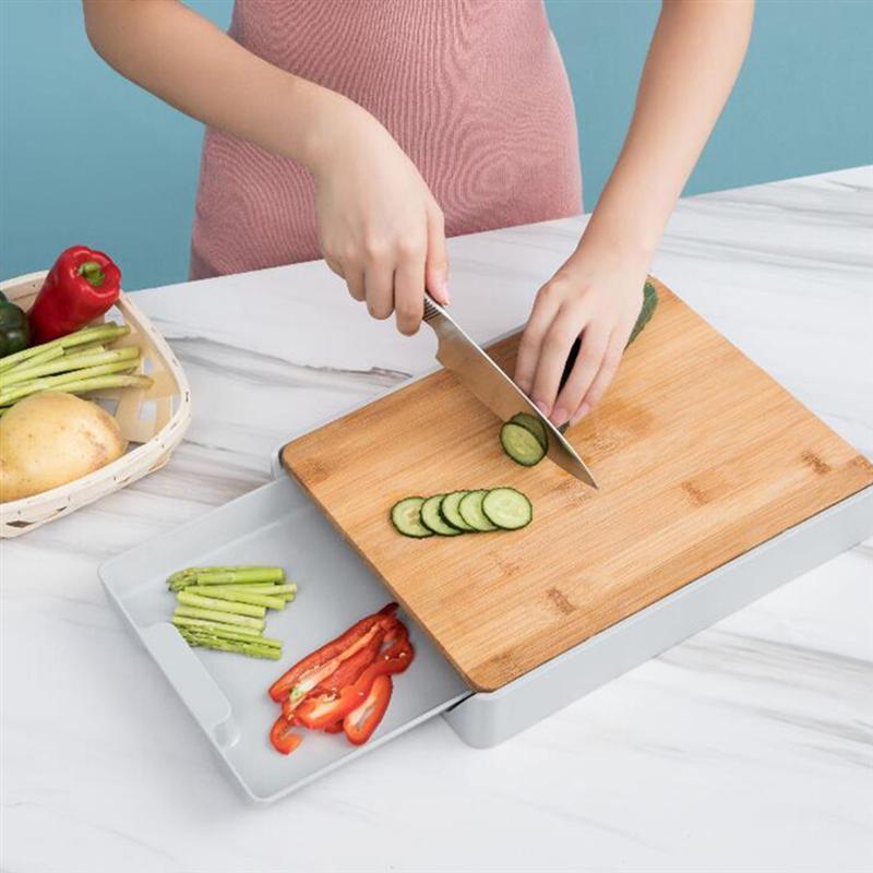 Wood Cutting Board with Container