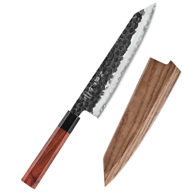 HEZHEN 8.3 Inches Chef Knife 3 Layers Composite Steel High quality Red wood handle Kitchen Accessories