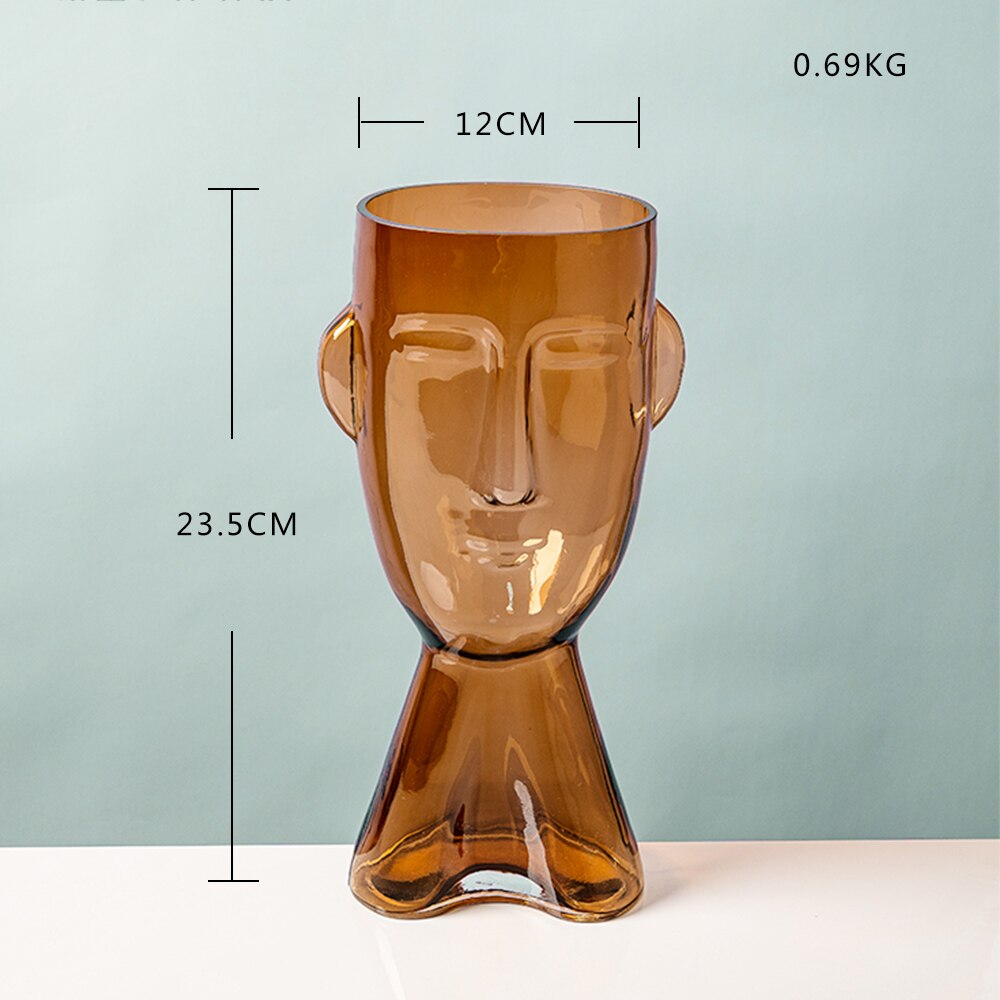 Abstract Human Face Glass Flowerpot